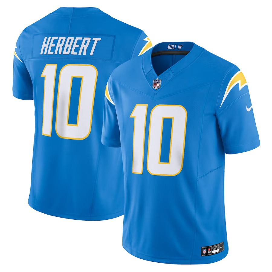 Men Los Angeles Chargers #10 Justin Herbert Nike Powder Blue Vapor F.U.S.E. Limited NFL Jersey->los angeles chargers->NFL Jersey